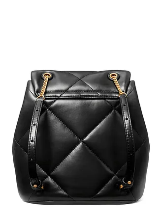 Tory Burch Womens Backpack Kira Quilted Black Leather Cow Backpacks