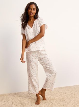 Miiyu Womens Tiny-flower cotton-gauze pyjama set