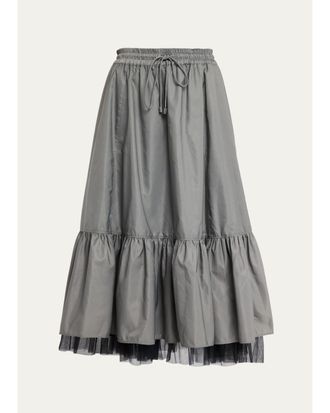 Cinq &agrave; Sept Arianne Tiered Drawstring Midi Skirt