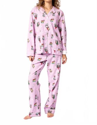 PJ Salvage Flannels Pajama Set In Lavender Glow