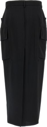 Rick Owens Womens Black Wool Midi Skirt