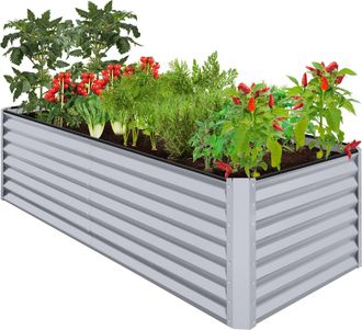 Best Choice Products 8x4x2ft Outdoor Metal Raised Garden Bed for Vegetables Flowers Herbs