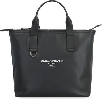 Dolce & Gabbana Tassen, Heren, Zwart, ONE Size, Katoen, Piccola glad lederen tote bag