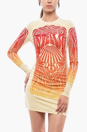 Stella McCartney Tubino in Tessuto Stretch a Maniche Lunghe con Finiture in Velour Stella McCartney