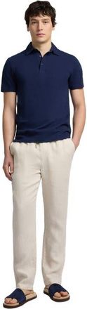 Onia Stretch Linen Jersey Short Sleeve Polo in Midnight at Nordstrom, Size Xx-Large