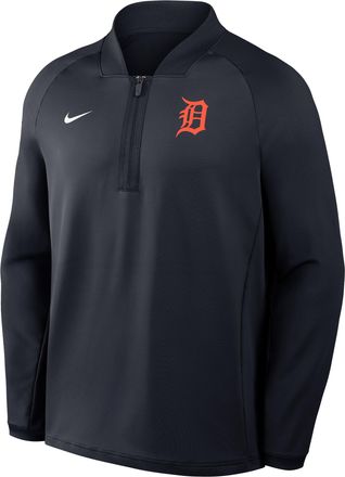 Nike Detroit Tigers Authentic Collection Nike Mens Dri-FIT MLB 1/2-Zip Long-Sleeve Top in Blue | 04H94FADG-KRR
