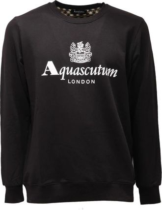 Aquascutum Qmf 002L0 Sweatshirt - Heren - Sweatshirts - Zwart - M - Katoen - Hoodies & sweatvesten