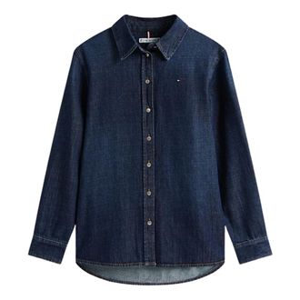 Tommy Hilfiger Overhemden, Dames, Blauw, S, Denim, Regular Fit Denim Shirt