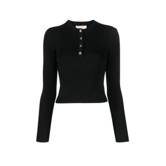 Michael Kors Truien & Vesten, Dames, Zwart, M, Wol, Geribbelde trui van een wolmix