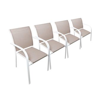 Sweeek Silla de jard&iacute;n de aluminio y textileno, set de 4, blanco