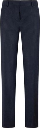 Brooks Brothers Nauwsluitende krijtstreep pantalon van scheerwol - Dames - Slim Fit Broeken - Blauw - L - Wol - Broeken