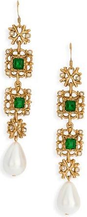 Kenneth Jay Lane Crystal & Faux Pearl Drop Earrings in Gold at Nordstrom Rack