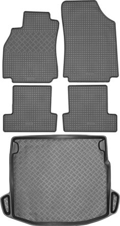 OEM Renault Megane Iv Hatchback / Sed&aacute;n / Familiar A Partir De 2014 Set - Alfombrillas De Goma Para Coche + Alfombrilla Para Maletero