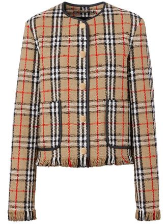 Burberry Giacca senza colletto in bouclé Vintage Check - Toni neutri
