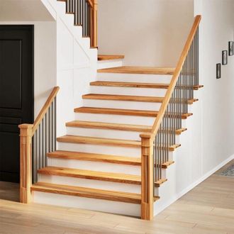 vidaXL Vidaxl - Pelda&ntilde;os De Escalera 8 Uds Madera Maciza Roble Marr&oacute;n Claro