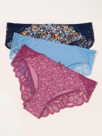 Fat Face FatFace Blue 3 Pack of Brazillian Knickers