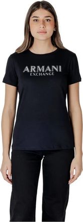 A|X Armani Exchange Regular fit T-shirt met metalen logo - Dames - T-shirts - Zwart - XL - Katoen - Tops
