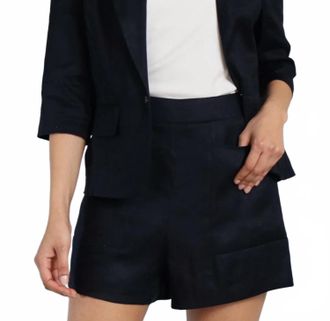 Lola & Sophie Stretch Linen Shorts In Black
