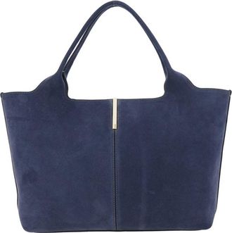 Tod's TodS Ebr Blue Tote Bag With Logo Plaque On The Front And Contrasting Stitching In Suede Woman