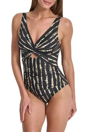 DKNY Twist Keyhole One-Piece Swimsuit in Tie Dye at Nordstrom Rack, Size X-Small