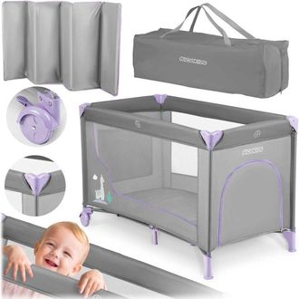 OEM Cuna De Viaje 125 X 65 X 78 Cm Rk-240 Gris Y Lavanda