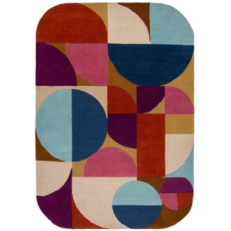 Flair Rugs Alfombra de lana rosa, marr&oacute;n, beige y azul 120x170cm