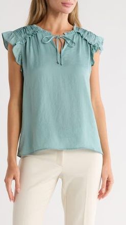Daniel Rainn Ruffle Tie Neck Top in Pupil at Nordstrom Rack, Size X-Small