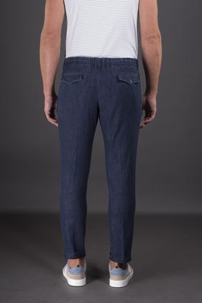 Moorer Tailored Cotton Trousers - Navy