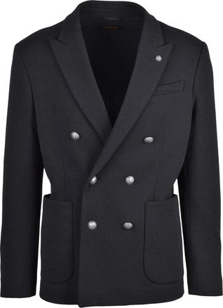 Officina 36 Double-Breasted Tailored Jacket with Wide Lapels and Button Closure