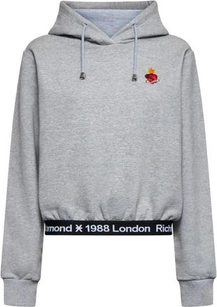 John Richmond Hoodie met elastisch detail - Dames - Hoodies - Grijs - M - Katoen - Hoodies & sweatvesten