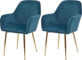 Hhg Hhg - Juego De 2 Sillas De Comedor 240, Silla De Cocina, Dise&ntilde;o Retro, Terciopelo Menta, Patas Doradas