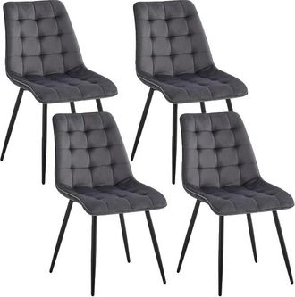 OEM Sillas De Comedor, Tapizadas En Terciopelo, Con Patas Met&aacute;licas, Color Gris