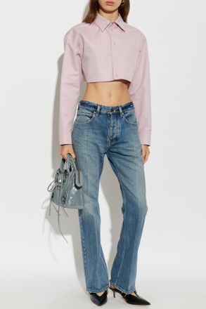 Balenciaga Vintage-effect Jeans, Womens, Blue