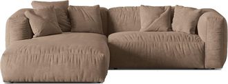 MICADONI Modulares 3-Sitzer Design Ecksofa Martina - Samtbezug Beige dunkel