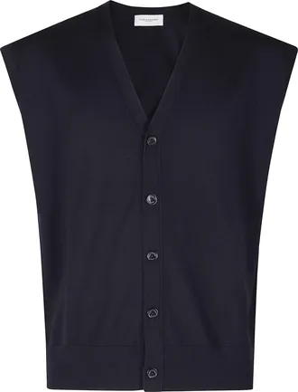 Paolo Pecora Blue Extrafine Merino Wool Knit Vest
