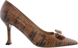 Ferragamo Ferragamo New Vara Sleek Croc-Embossed Pumps