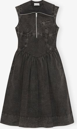Ganni Black Dress in Cotton - Size 34 Organic