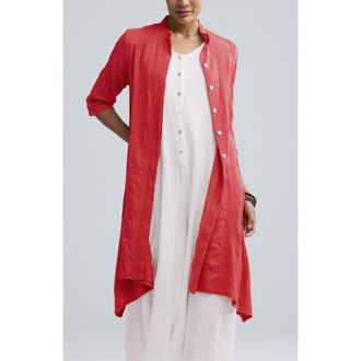 Luukaa D'Celli Vela Check-embroidered Shirt Dress in Vermillion at Nordstrom, Size 12