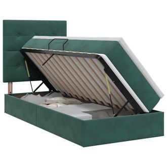 vidaXL Letto Con Contenitore E Materasso Verde Scuro 100 X 200 Cm Vidaxl