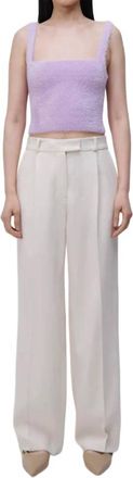 Jonathan Simkhai Novia Pleated Straight Leg Pants In Eggshell
