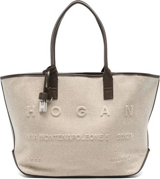 Hogan Dames, Tassen, Beige, Maat: ONE Size Katoen