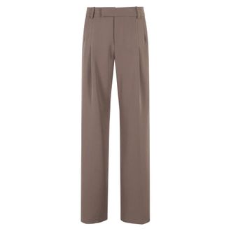 Federica Tosi Broeken, Dames, Bruin, XS, Taupe Cady Wijde Pijp Broek