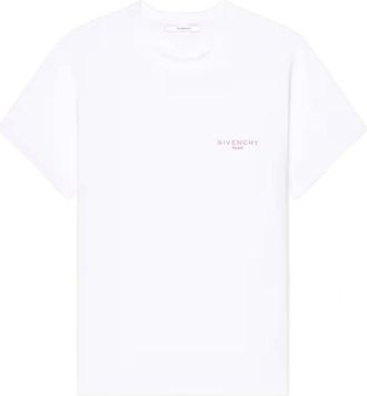 Givenchy Tops, Dames, Wit, S, Katoen, Slim T-shirt met kenmerkende borduursels