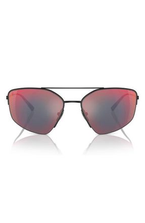 Ferrari 63mm Oversize Irregular Sunglasses in Matte Black /Mirror Red at Nordstrom
