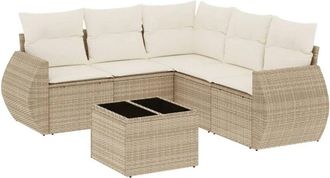 vidaXL Juego De Sof&aacute;s Jard&iacute;n Con Cojines 6 Pzas Rat&aacute;n Sint&eacute;tico Beige Vidaxl