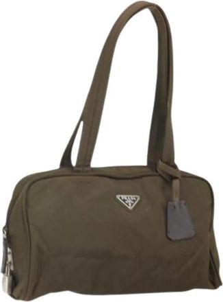 Prada Pre-owned Handbags, female, Green, Size: ONE SIZE Pre-owned Nylon Handbag