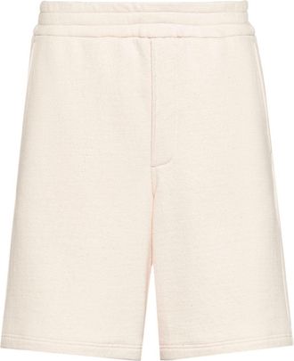 Prada enamel triangle logo track shorts - men - Cotton - S - Neutrals
