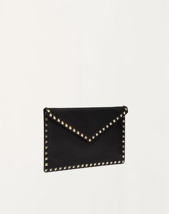 Valentino Garavani Pouch Rockstud In Vitello Granato Donna NERO UNI