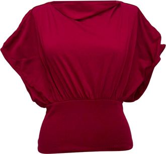 Rick Owens Boat Neck Short Sleeve Blouse in Pink Cotton