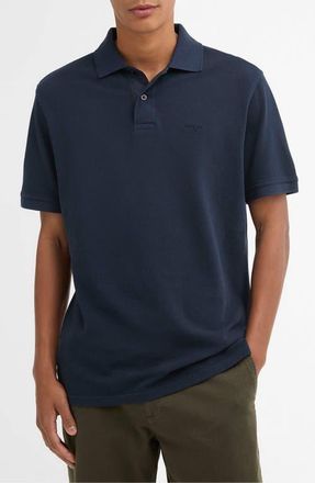 Barbour Tailored Fit Tartan Placket Cotton Piqu&eacute; Polo in Washed Navy at Nordstrom, Size Xxx-Large